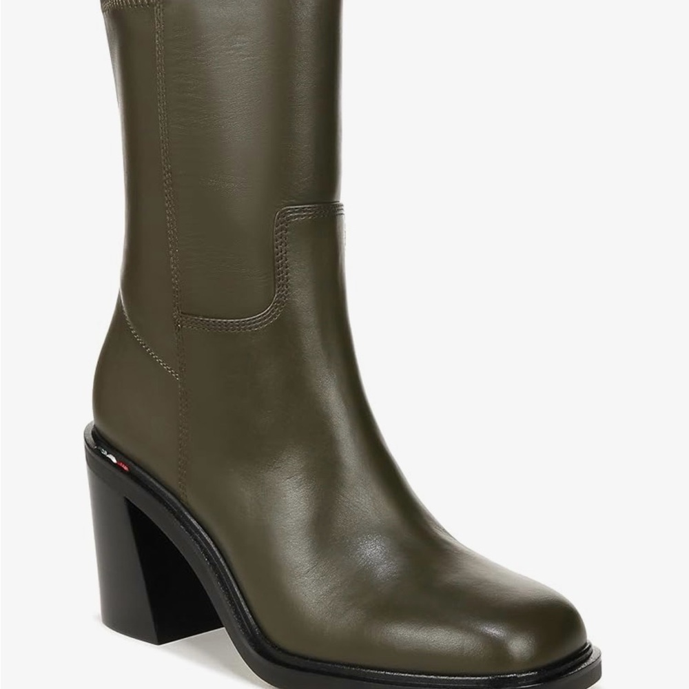 NIB - Franco Sarto Olive Green Leather Chunky Heeled Boots